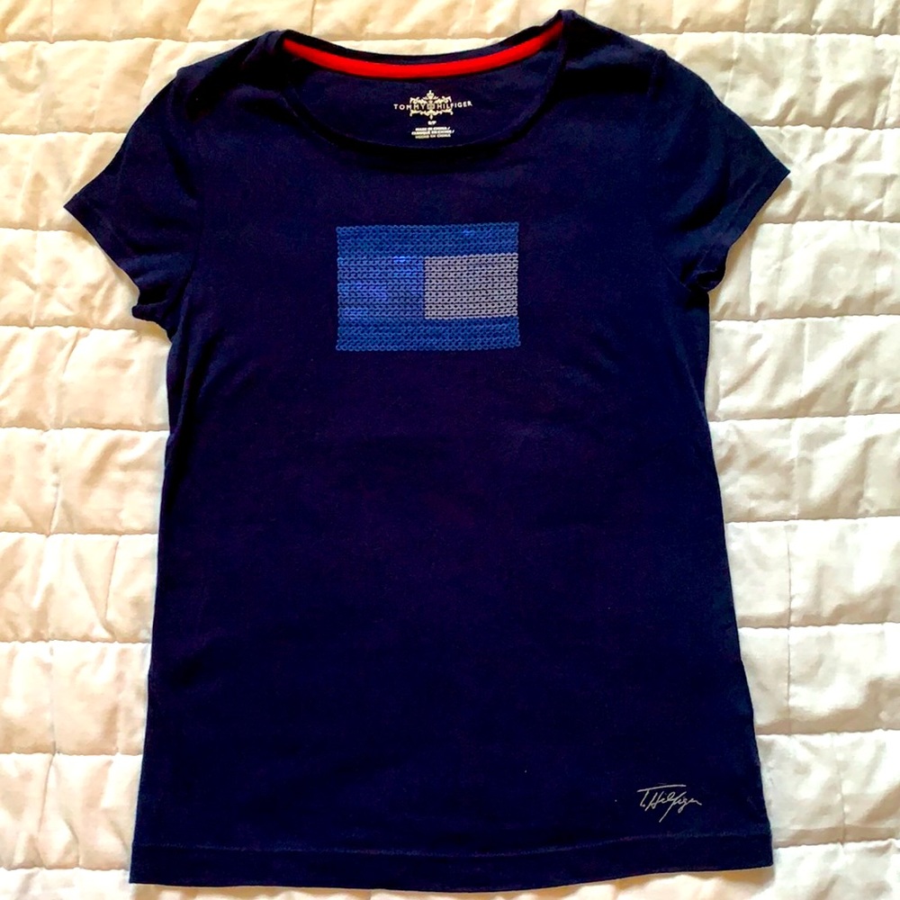 Tommy Hilfiger Sequin  blue shirt . Small/ P.